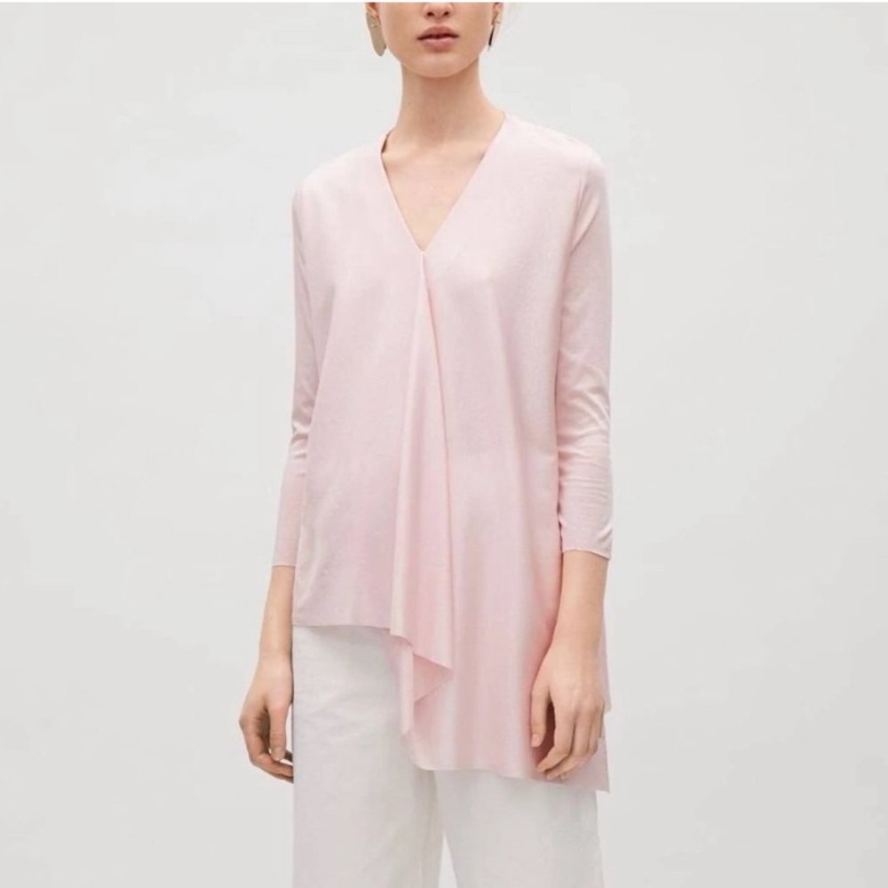 COS Asymmetrical Top S Blush Pink Tunic Blouse Minimalist Flowy Lightweight